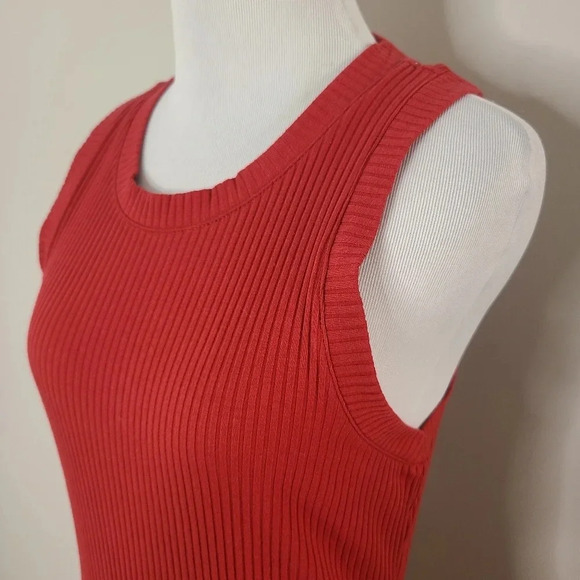 Madewell Red Ribbed Sleeveless Tank Dress L - Picture 6 of 9